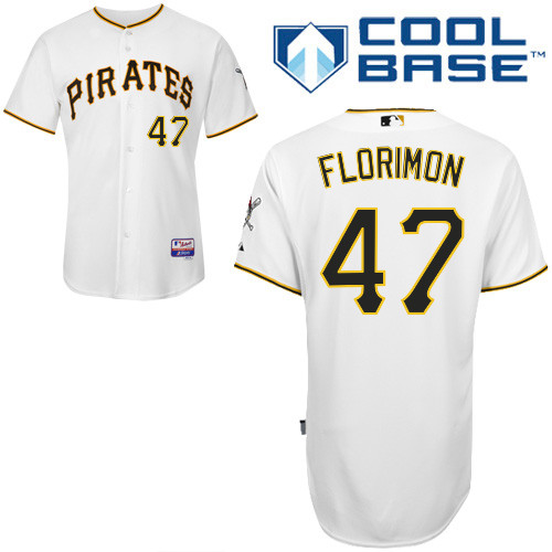 Pedro Florimon #47 MLB Jersey-Pittsburgh Pirates Men's Authentic Home White Cool Base Baseball Jersey
